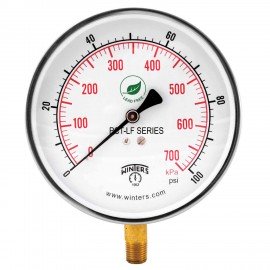 Winters PCT323LF Lead Free Contractor Gauge, 4.5" Dial, 0/100 PSI/KPA, 1/4" NPT LM-