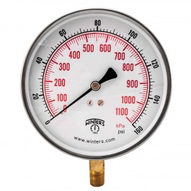 Winters PCT324 Contractor Gauge, 4.5&amp;quot; Dial, 0-160 PSI/KPA, 1/4&amp;quot; Bottom-