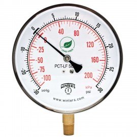 Winters PCT329LF Lead Free Contractor Gauge, 4.5" Dial, 30"/0/30 PSI/KPA, 1/4" NPT LM-