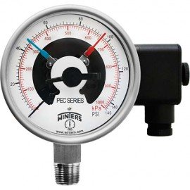Winters PEC0201 Premium Stainless-Steel Pressure Gauge with electrical contacts, 0/15 psi/kPa, 4&quot; dial-