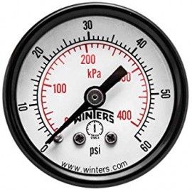 Winters PEM1408 Economy Gauge, 0 to 160 psi/kPa, 2&amp;quot; dial, &amp;frac18;&amp;quot; NPT back-