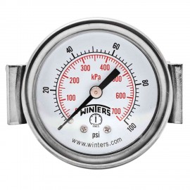 Winters PEU1406UC Economy Panel Mounted Gauge, 2&quot; Dial, 0-100 PSI/KPA, 1/8&quot; NPT-