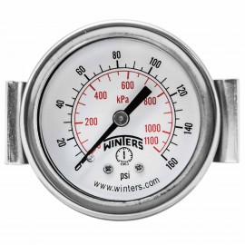 Winters PEU1408UC Economy Panel Mounted Gauge, 2" Dial, 0-160 PSI/KPA, 1/8" NPT-