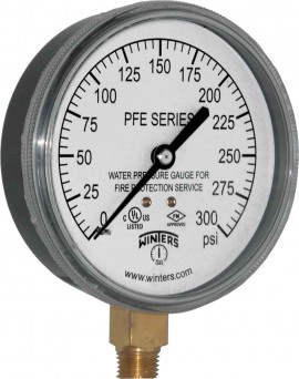 Winters PFE3933R1 Sprinkler Gauge, 3.5" Dial, 1/4" Bottom, 0-300 PSI WATER-