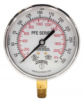 Winters PFE3935 Sprinkler Gauge, 3.5&amp;quot; Dial, 1/4&amp;quot; Bottom, 0-300 PSI/KPA AIR/WATER-