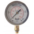 Winters PFQ-LF Series Lead-Free Liquid Filled Pressure Gauge, dual-scale 0 to 100 psi/kPa, 4" dial, &amp;frac14;" bottom NPT, lead-free brass-