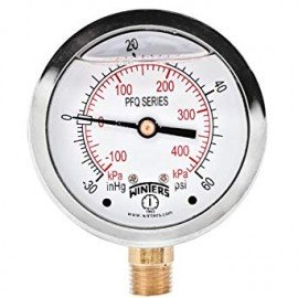 Winters PFQ783SF SS Liquid Filled Pressure Gauge, 0/15,000 psi/kPa, 0.5&amp;quot; bottom-