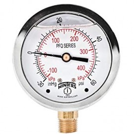 Winters PFQ791 SS Liquid Filled Pressure Gauge, 30&amp;quot;/0/100 psi/kPa-