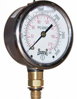 Winters PFQ890LF Stainless-Steel Liquid Filled Pressure Gauge, 30&amp;quot;/0/15 psi/kPa, lead-free-
