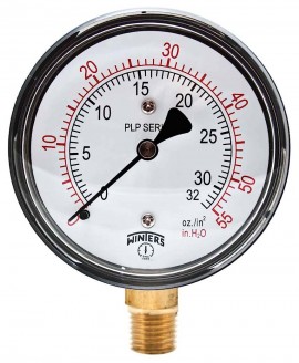 Winters PLP301 Low Pressure 2.5&amp;quot; Dial, 0/32&amp;quot; Water/Vac, 1/4&amp;quot; Bottom-