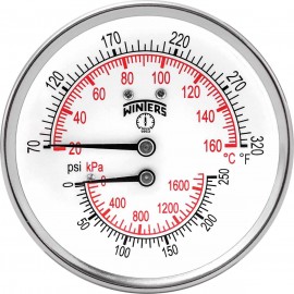 Winters TTD398 Tridicator, 0 to 250 psi/kPa, &amp;frac12;&amp;quot; NPT back-