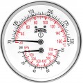 Winters TTD408 Tridicator, 0 to 100 psi/kPa, &amp;frac12;&amp;quot; NPT back-