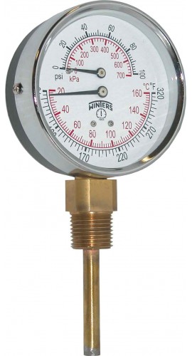 Winters TTD409 Tridicator, 0 to 100 psi/kPa, ½" NPT bottom-