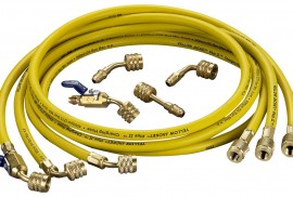 Yellow Jacket 25158 HAVBV-696 58&#039; Yellow Hose with FlexFlow valve, PLUS II&amp;trade; 1/4&amp;quot;-