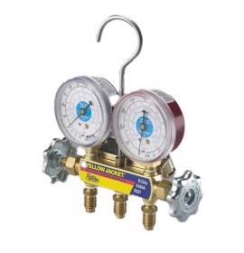 Yellow Jacket 41346 2-Valve Series 41 Test/Charging Automotive Manifold, R134a Refrigerant Gauges, Couplers and Carrying Case (60&amp;quot; PLUS II Hose)-