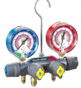 Yellow Jacket 41503 4-Valve TITAN Test/Charging Manifold for (MPa) R32/410A refrigerants, &amp;deg;C, 5/16&amp;quot; flare fittings-