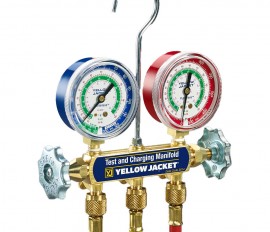 Yellow Jacket 42036 SERIES 41 A2L Manifold 3-1/8&amp;quot; Gauges, PLUS II &amp;trade; 1/4&amp;quot; Hoses 60&amp;quot; 3-Pak RYB, R-32/454B/410A PSI &amp;deg;F-