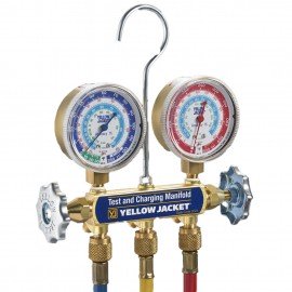Yellow Jacket 42333 Series 41 Deluxe Manifolds with Class 1 Brass Gauges and 36&amp;quot; PLUS II&amp;trade; standard fittings, psi-