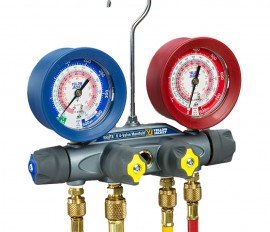 Yellow Jacket 46022 BRUTE II &amp;reg; Manifold with 60&amp;quot; PLUS II&amp;trade; RYB and 3/8&amp;quot; x 45&amp;deg;, R/B gauges, psi, R22/404A/410A, &amp;deg;F-
