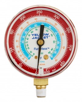 Yellow Jacket 49015 Manifold Gauge, 2-1/2&amp;quot;, red pressure, 0 to 500 psi, R-22/134a/404A, (&amp;deg;F)-