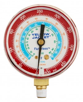 Yellow Jacket 49031 Manifold Gauge, 2-1/2&amp;quot;, red pressure, bar &amp; psi, R-22/134a/407C, &amp;deg;C-