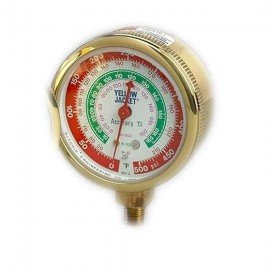 Yellow Jacket 49067 Heavy Duty Brass Manifold Gauge, 2-1/2&amp;quot; Brass pressure gauge (red), 0 to 500 psi, R-22/134A/404A-