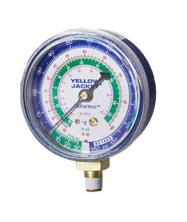 Yellow Jacket 49110 Dry Manifold Gauge, 3-1/8&amp;quot;, blue compound, KPa/psi, R-32/410A, &amp;deg;F and &amp;deg;C-