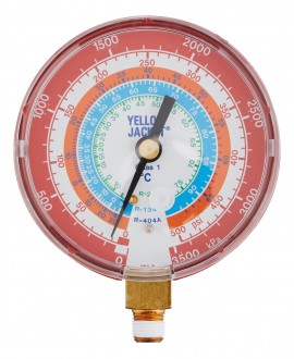 Yellow Jacket 49117 A2L Manifold Gauge, red , 3-1/8&amp;quot; (80 mm), R-32/454B/410A PSI, &amp;deg;F, A2L COMPATIBLE-