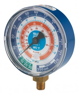 Yellow Jacket 49150 Dry Manifold Gauge, 3-1/8&amp;quot;, blue compound, bar/psi, R-600a/600/290, &amp;deg;C-