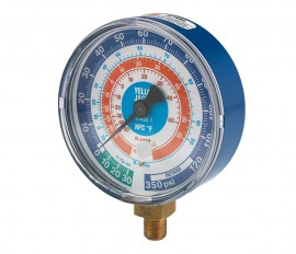 Yellow Jacket 49260 Dry Manifold Gauge, 3-1/8&amp;quot;, blue compound, bar/psi, R32/410A certified gauge &amp;deg;C-