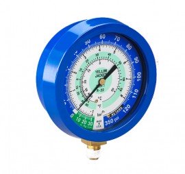 Yellow Jacket 49516 Gauge, 3-1/2&amp;quot; L/F, blue compound, 30&amp;quot;-0-300 psi, R22/410A (&amp;deg;F)-