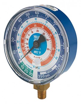 Yellow Jacket 49520 Gauge, 3-1/2&amp;quot; L/F, blue compound, 30&amp;quot;-0-300 psi (-1 to 21 bar), R410A &amp;deg;F and &amp;deg;C-