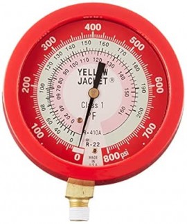 Yellow Jacket 49521 Gauge, 3-1/2&amp;quot; L/F, red pressure, 0 to 500 psi (0 to 35 bar), R134a/404A/407C &amp;deg;C-