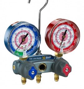Yellow Jacket 49849 TITAN&amp;reg; 2-Valve Test and Charging Manifold with 72&amp;quot; PLUS II&amp;trade; SAE RYB hoses with couplers, R/B gauges, bar/psi/kPa, R1234yf, &amp;deg;F and &amp;deg;C-