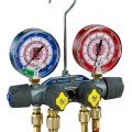 Yellow Jacket 49974 TITAN&amp;reg; 4-Valve Test and Charging Manifold, 3-1/8&amp;quot; (80 mm) Gauges, R-32/454B/410A PSI &amp;deg;F-