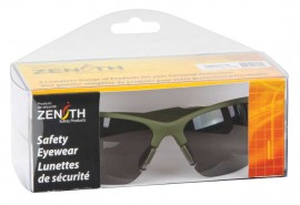 Zenith SDN697R Z2000 Series Safety Glasses with box, Green Frame, Smoke Lens-
