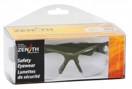 Zenith SDN700R Z2000 Series Safety Glasses with Box, Green Frame, Clear Anti-Fog Lens-